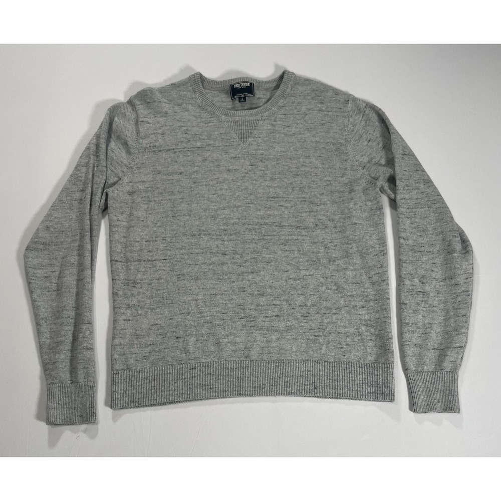 Todd Snyder Men's Large Gray Henley‎ Cotton Cashmere Crewneck Sweater